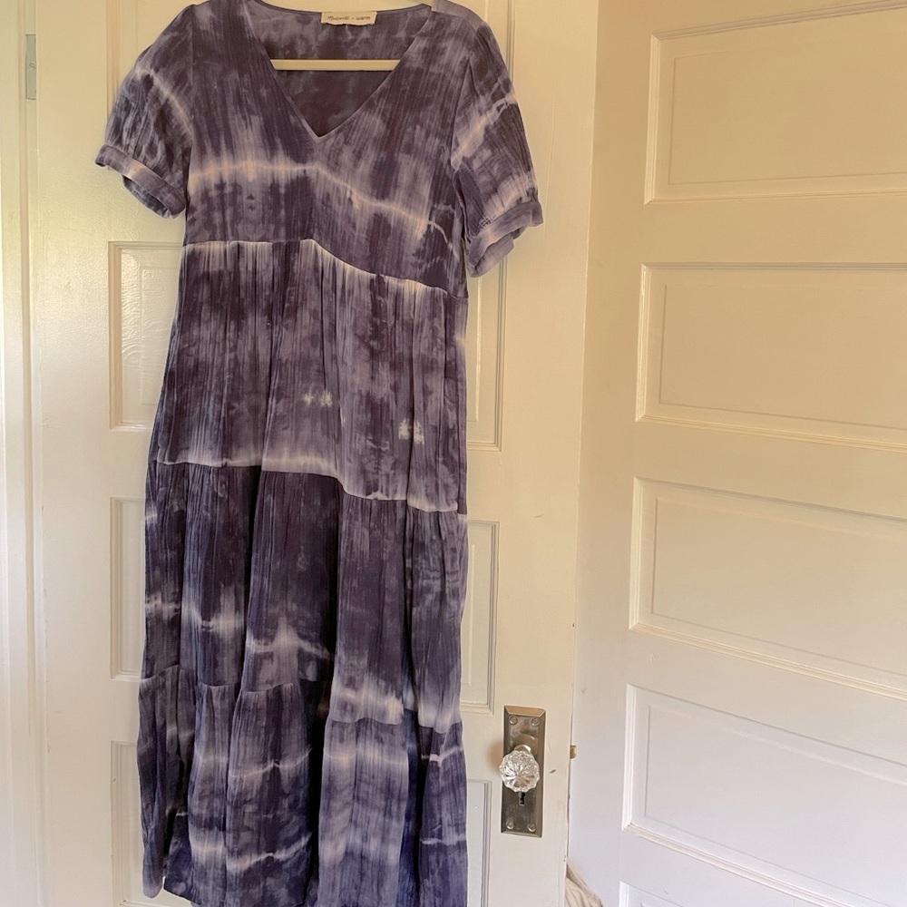 Madewell Maxi blue tie dye dress Medium
